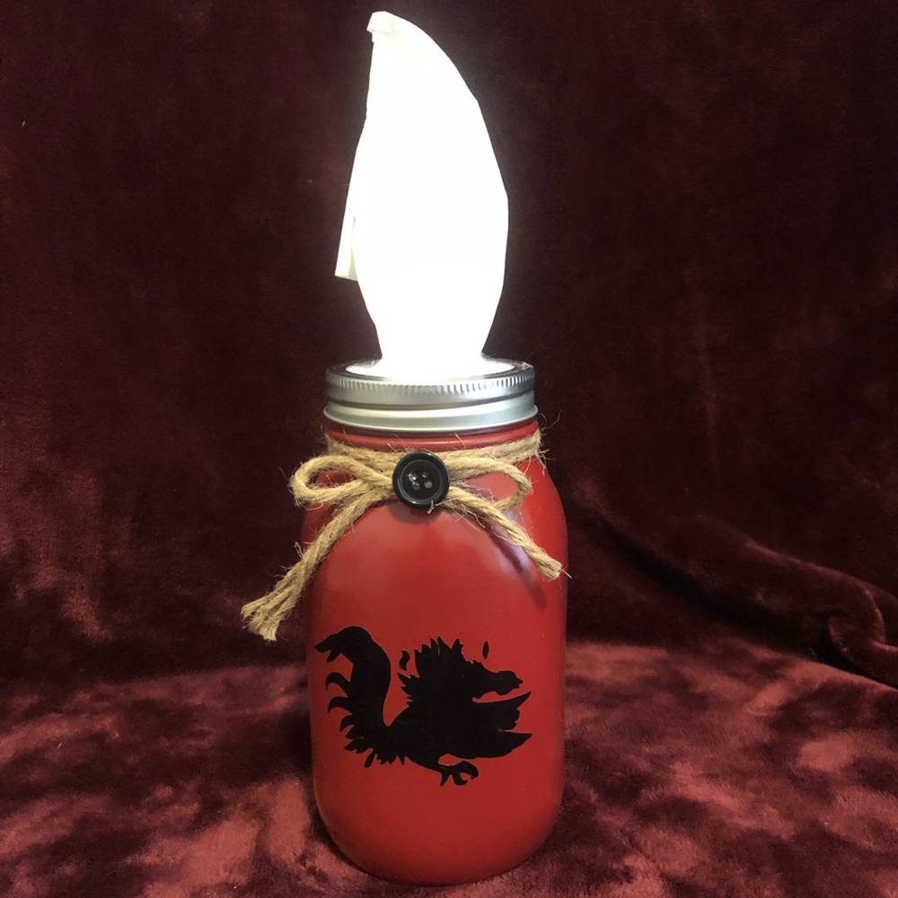 Mason Jar Tissue Holder - South Carolina Gamecock theme